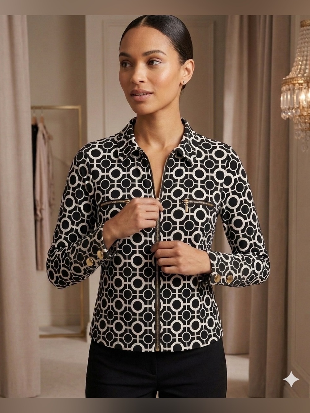 INC International Concepts EUC 
Black and White Geometric 
Print tunic size Med